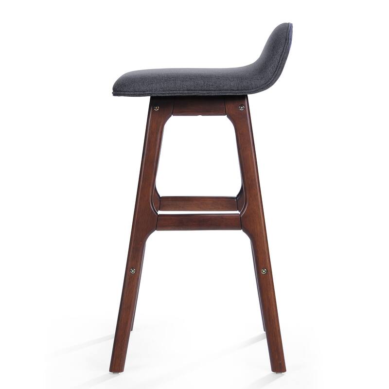 Mid-Century Modern Upholstered Barstools - Set of 2, Low-Back Fabric Stools for Kitchen & Bar