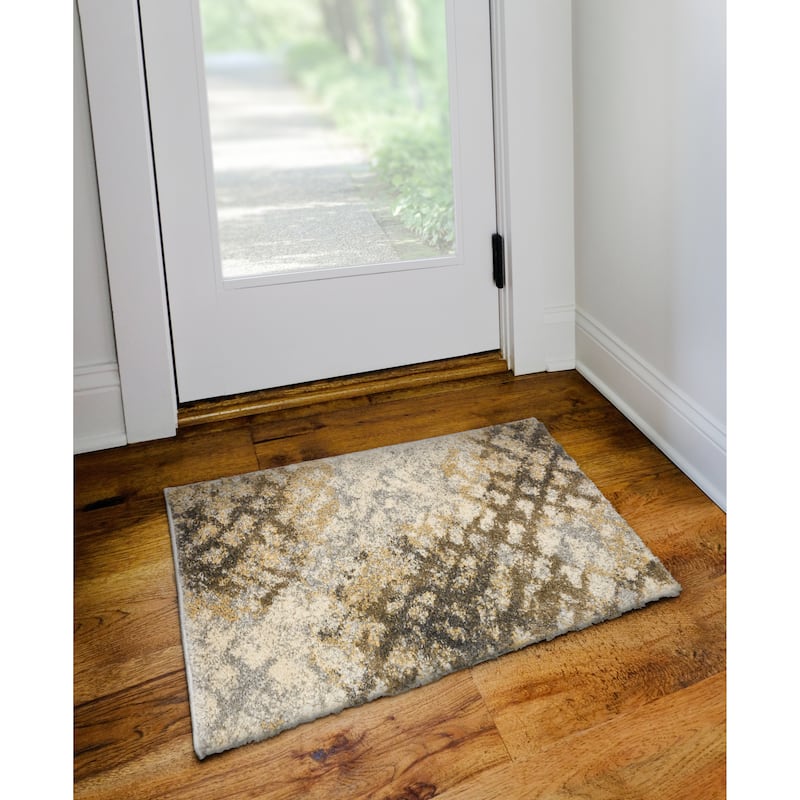 Addison Barkley Distressed Grey Crosshatch 1'8" x 2'6" Accent Rug - 1' 8" x 2' 6" - Rectangle