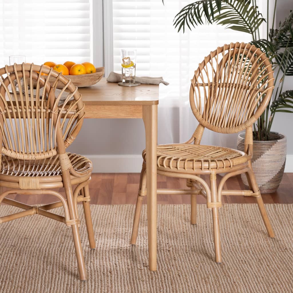 Iris Modern Bohemian Natural Brown Rattan Dining Chair