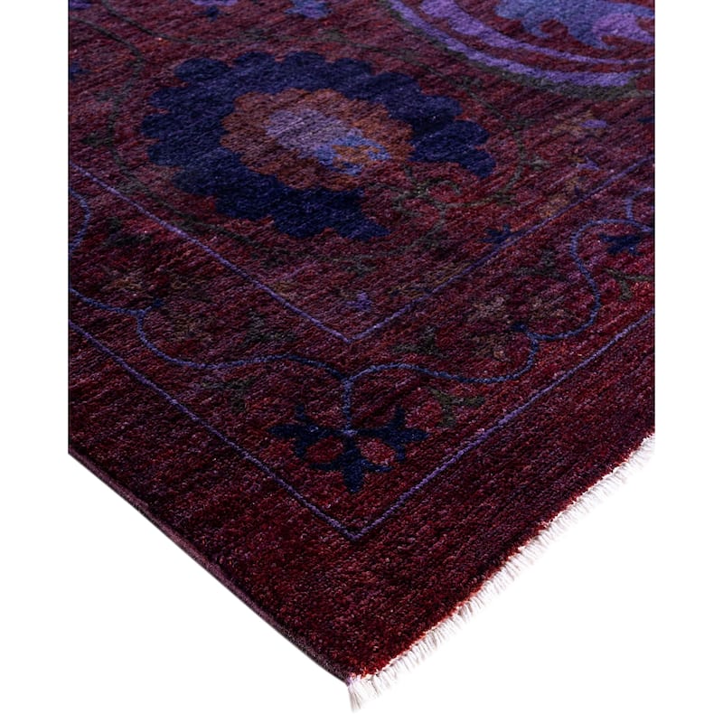 Overdyed One-of-a-Kind Hand-Knotted Square Area Rug - Red - 12' 1" x 12' 4"