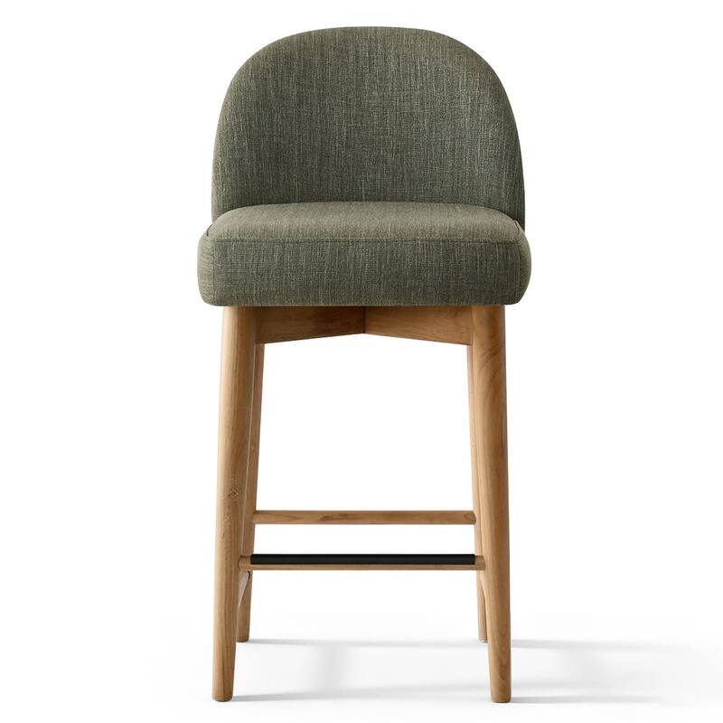 25.5" Seat Height Upholstered Counter Stool With Solid Wood Legs (Set of 4)