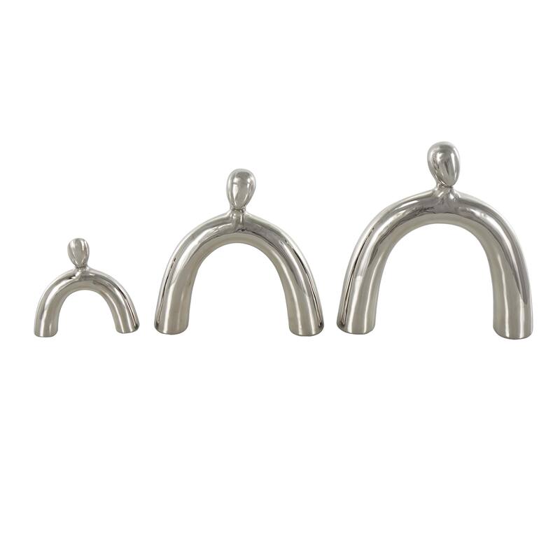 Silver or Gold Ceramic Abstract Arched Family Decorative Sculpture (Set of 3)