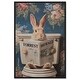 preview thumbnail 1 of 5, Rabbit in Garden Toilet Bathroom Wall Art Canvas Print by Art Remedy 10" x 15" - Black