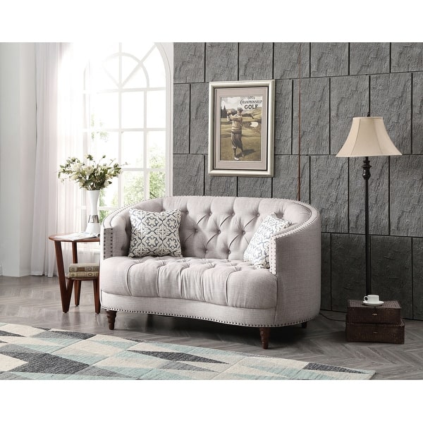 slide 2 of 5, Charleston Tufted Fabric Loveseat Light Grey