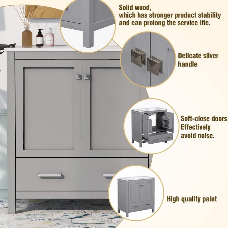 30 Inch Bathroom Vanity with Ceramic Sink