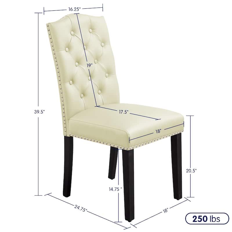 Subrtex (Set of 2) Leather Dining Chair with Riveted Button Decoration