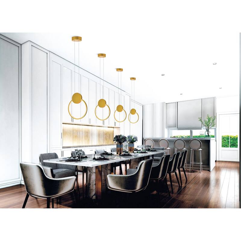 Pulley Integrated LED 10in Satin Gold Mini Pendant - Satin Gold