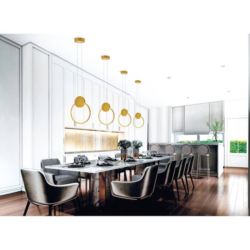 Pulley 12 in LED Satin Gold Mini Pendant - Satin Gold