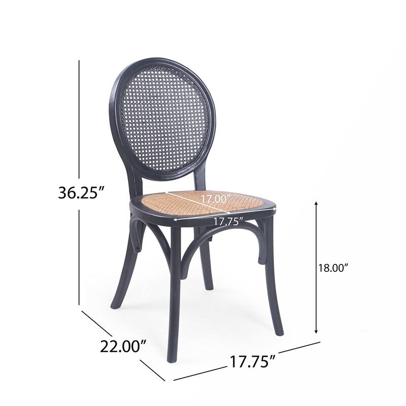 2PCS Wood Dining Chair With Rattan Back