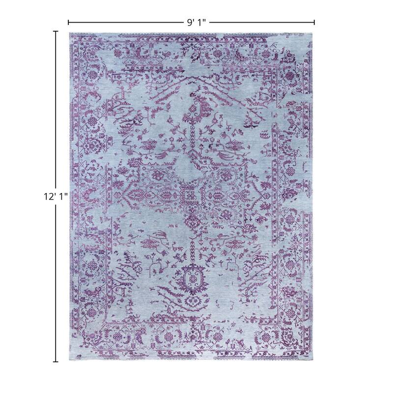 Ikat One-of-a-Kind Hand-Knotted Area Rug, Blue - 9' 1" x 12' 1"