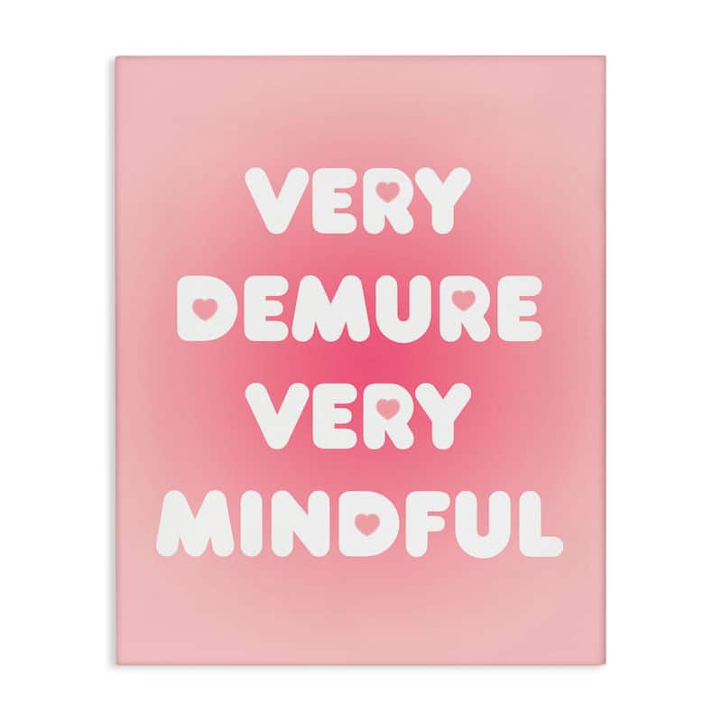 Stupell Trendy Pink Demure & Mindful Canvas Wall Art Design By Lil' Rue - 36 x 48