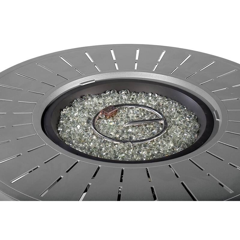 Aluminum Outdoor 44 in. Round Propane Fire Table with Fire Beads, Lid and Fabric Cover, 57,000 BTUs in Antique Copper Finish