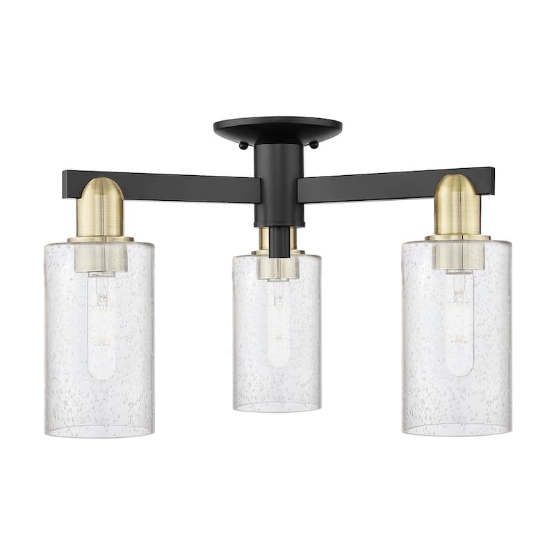 Innovations Lighting 716-3F-11-22 Clymer Semi-Flush Clymer 3 Light 22" - Black Antique Brass / Seedy