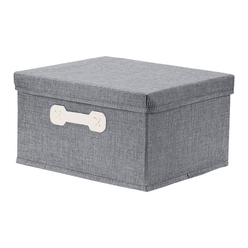 Storage Cube, Fabric Storage Bin with Lid and Handle for Shelves Closet, Collapsible Storage Basket for Organizing Clothes Books - Grey - 14*11*7in