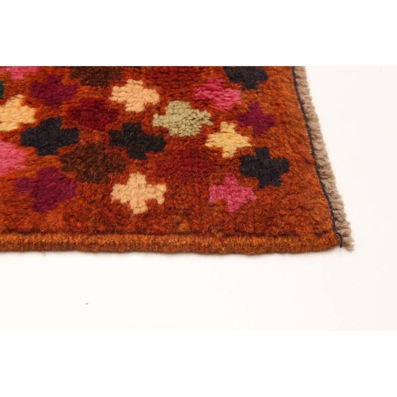 ECARPETGALLERY Hand-knotted Afghan Multi Color Wool Rug - 2'9 x 9'6