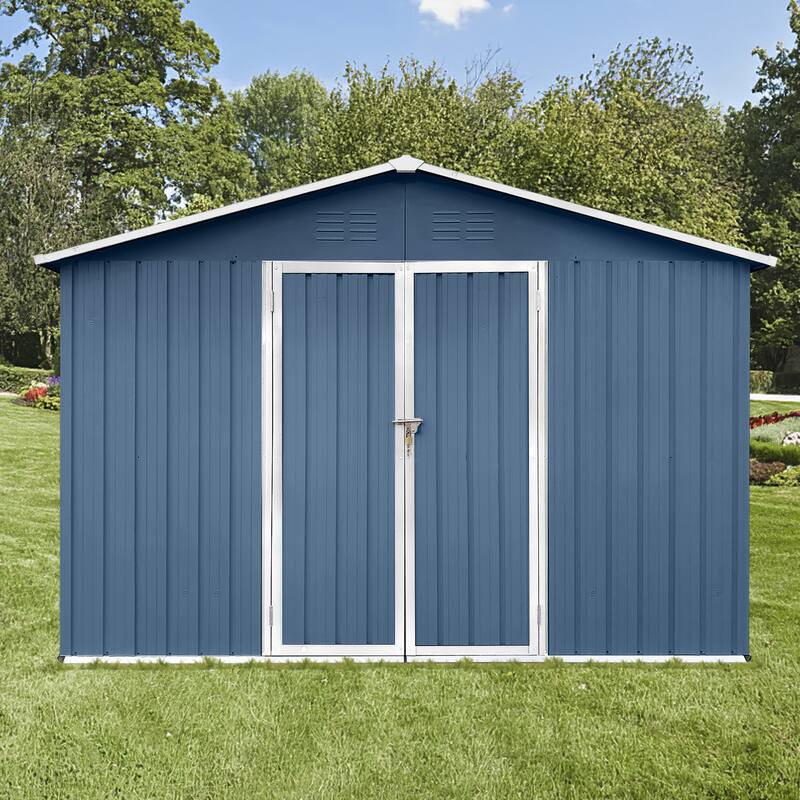 Rustproof Metal Garden Shed with Hinged Door & Integrated Vents Outdoor Tool Shed Storage Shed with Security Lock