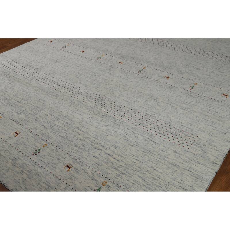 Hand Knotted Oriental 100% Wool Carpet Tribal Tribal Greys & Charcoal Gabbeh Area Rug - 10' 0'' X 8' 0''