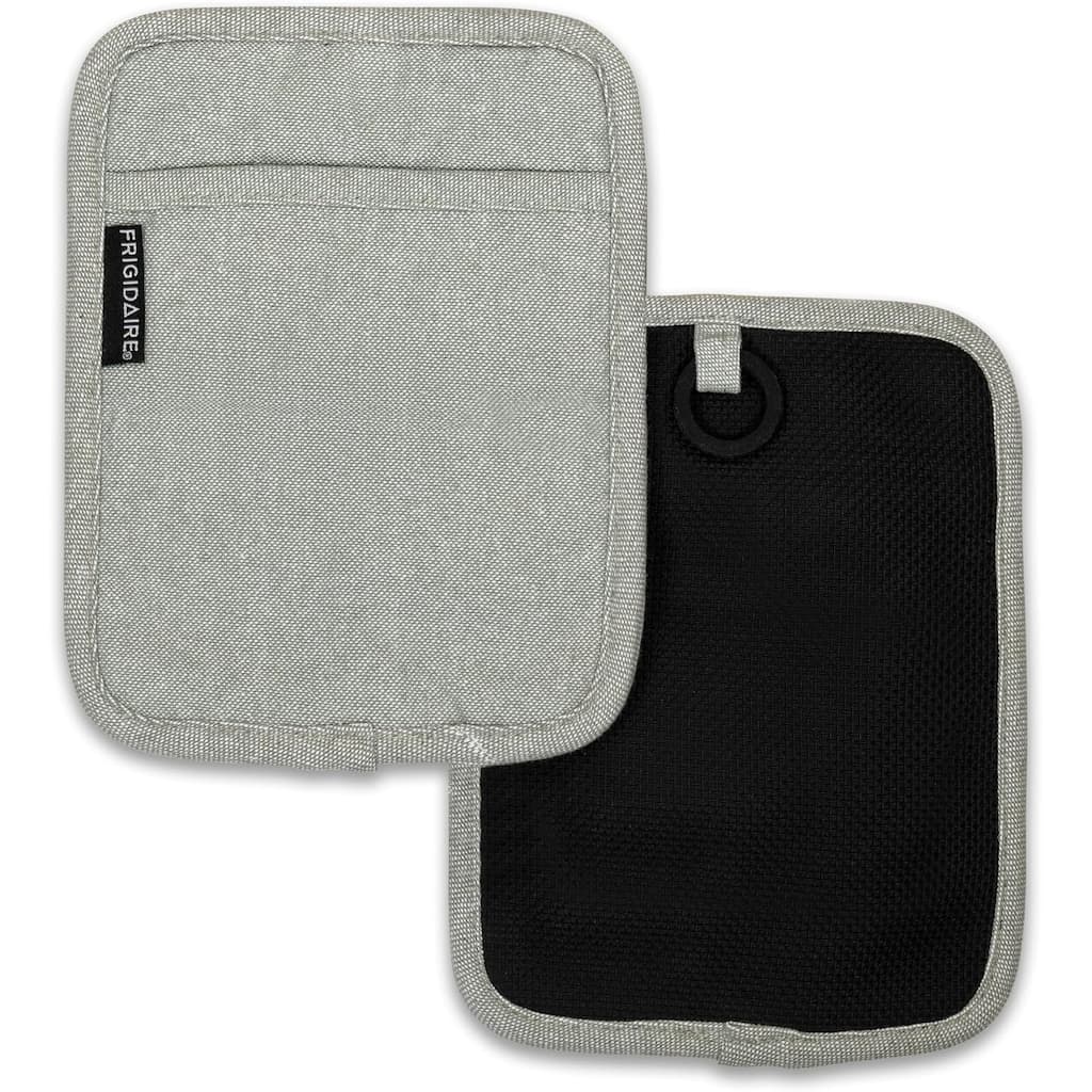 2 Pack - Grey Heat Resistant Thick Soft Quilted Lining Kitchen Oven Pot Holders With Neoprene and Cotton Non-slip - 9" x 7"