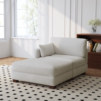 Modern 43'' Corduroy Comfy Sectional Chaise Lounge with Pillow