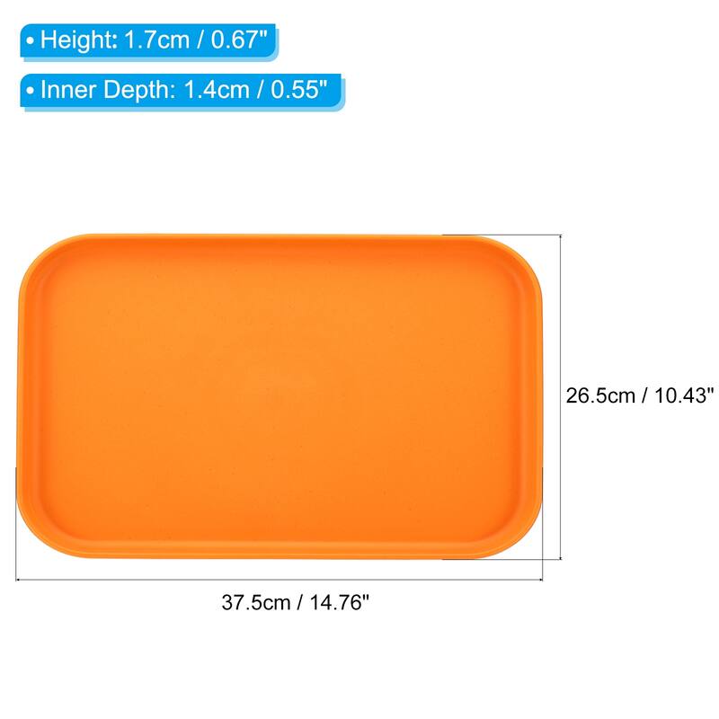 Fast Food Serving Tray, 12 Pack Bulk Plastic Reusable Kitchen Cafeteria Trays for Eating, Colorful - 14.7"x 10.4"