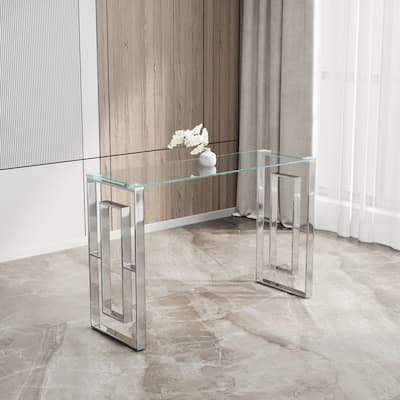 Console Table Stainless Steel Glass