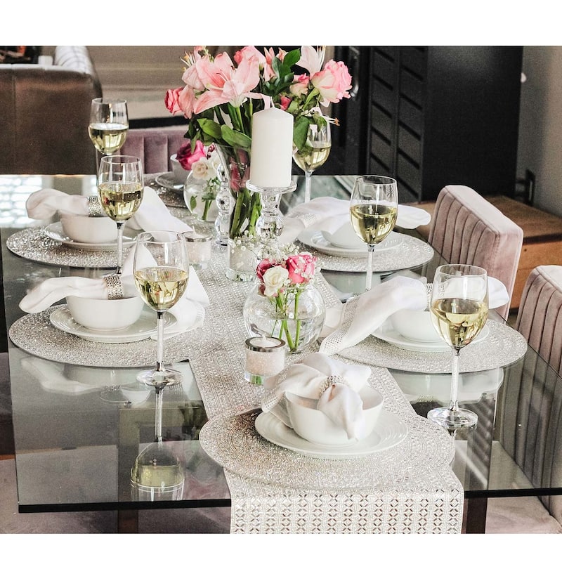 Sparkles Home Madison Avenue Round Rhinestone Placemat