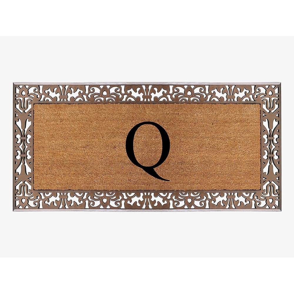 A1HC Natural Coir Monogrammed Door Mat For Front Door, 30"X60", Anti-Shed Treated Durable Doormat for Outdoor Entrance