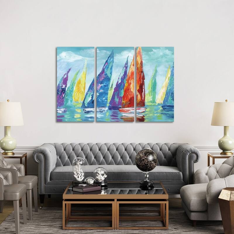 iCanvas "Fine Day Sailing II" by Nan 3-Piece Canvas Wall Art Set - 40x60x1.5