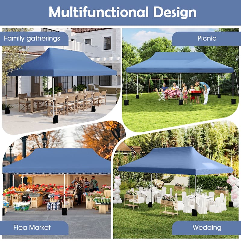 Gymax 10 x 20FT Pop-up Canopy Tent Folding Instant Sun Shelter w/ 3