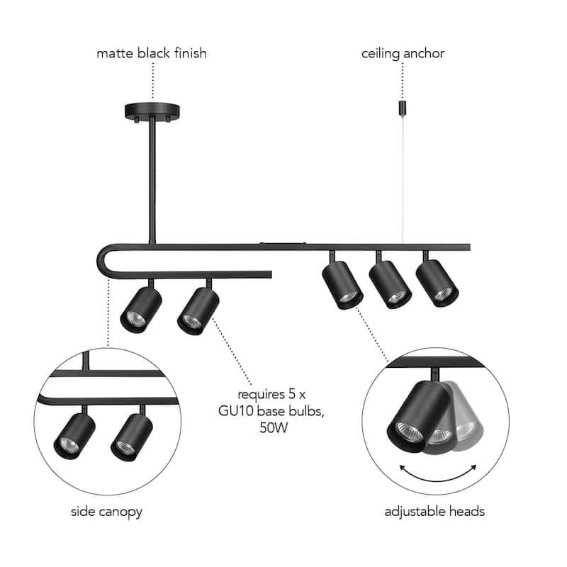 Globe Electric 91009597 Brooke 5 Light 32" Wide Semi-flush Linear