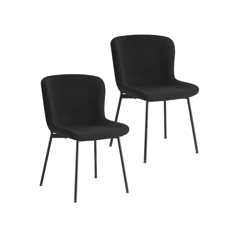 Porthos Home Lance Fabric Upholstered Dining Chairs with Steel Legs, Set of 2 - Black