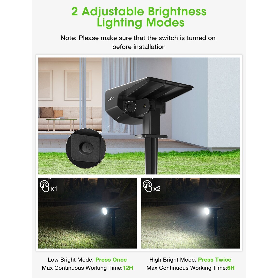 Litom 12 leds solar landscape spotlights on sale