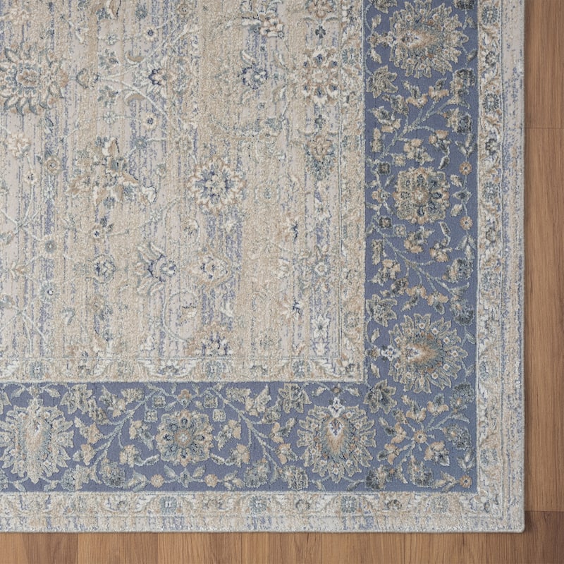 Sevita Blue/Beige Bordered Persian Area Rug