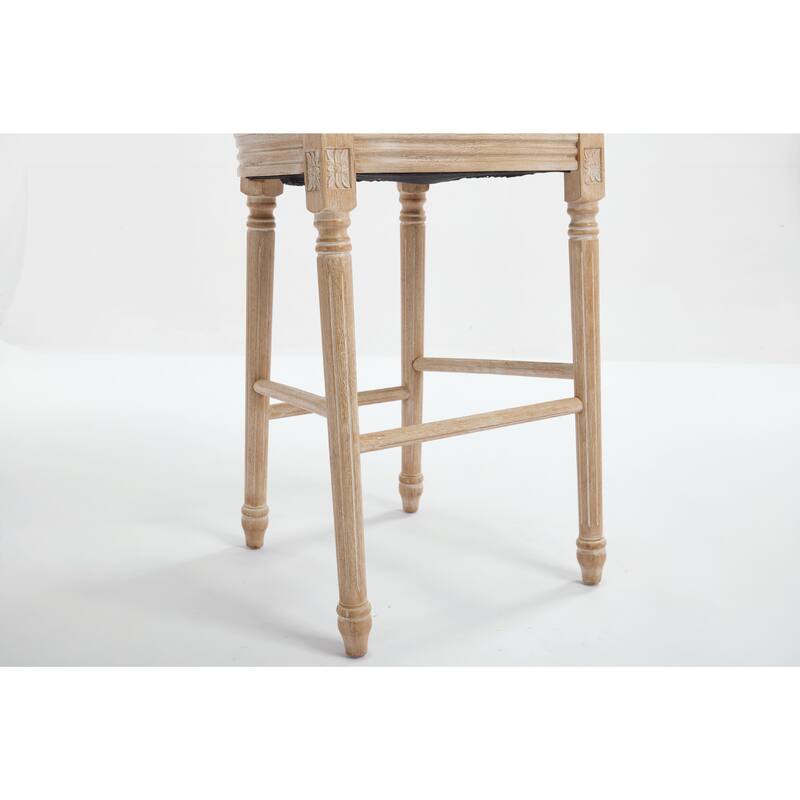 Set of 2 French Country Dining Chairs, Upholstered with Natural Rattan Round Back