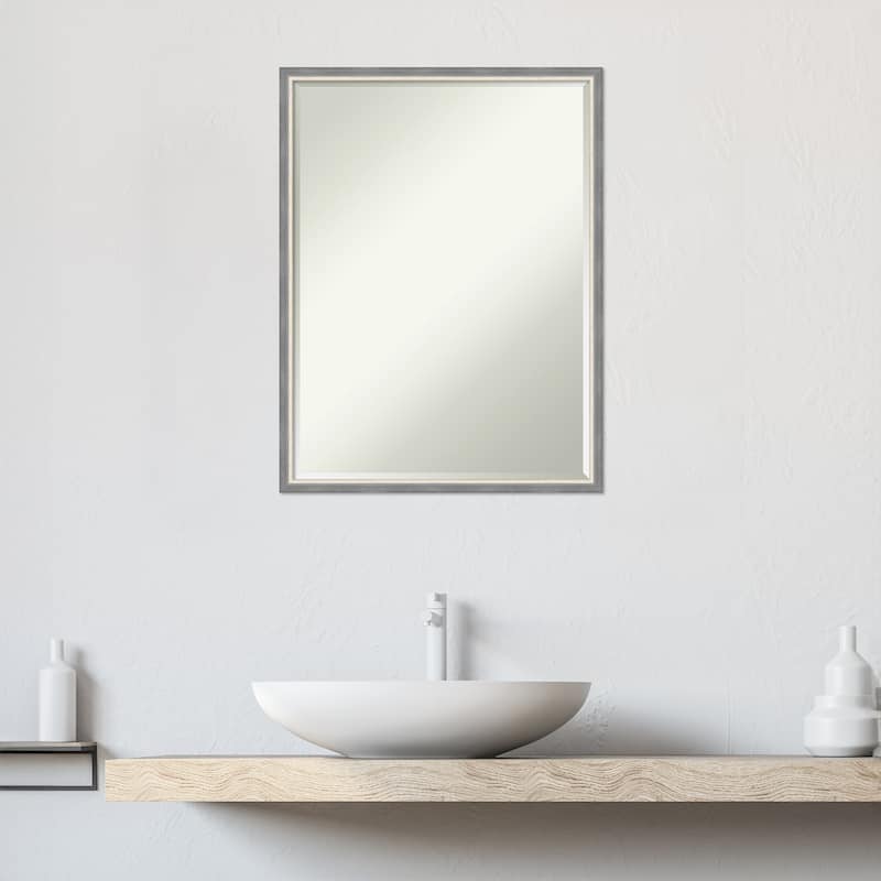 Theo Narrow Half-Inch-Bevel Wood Framed Bathroom Vanity Wall Mirror - Glass Size 18x24