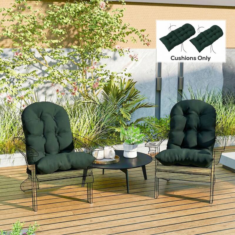 Outsunny Outdoor Adirondack Chair Cushions Set of 2, Tufted High Back Patio Chair Cushions, Adirondack Cushions