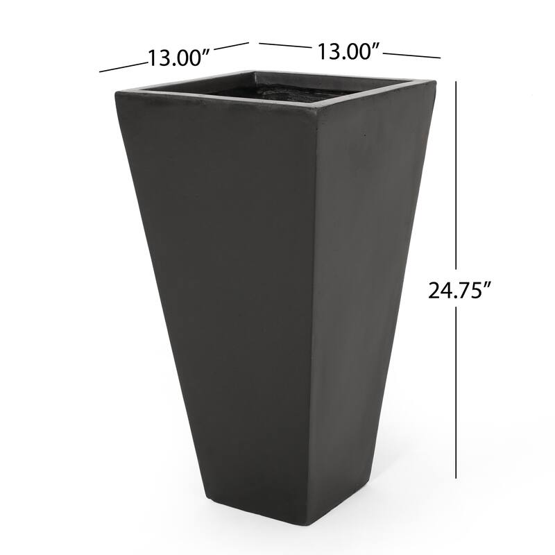Cast Stone Tapered Planter with Lightweight Concrete Modern Design