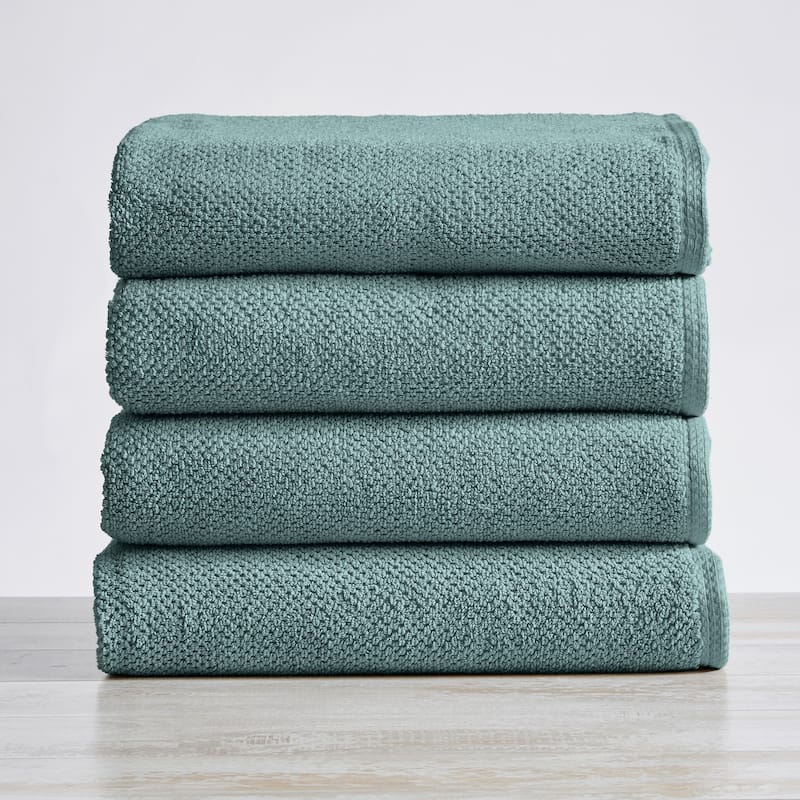 Luxurious Cotton Popcorn Textured Towel Set - Bath Towel (4-Pack) - Mineral Blue