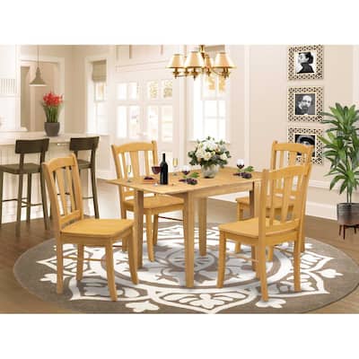 HomeStock 5-Pc Natural Oak Finish Solid Wood Top - Dining Room Set - Seats 4