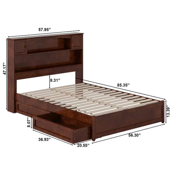 dimension image slide 2 of 6, Hadley Platform Bed with Panel Footboard and Storage Drawers