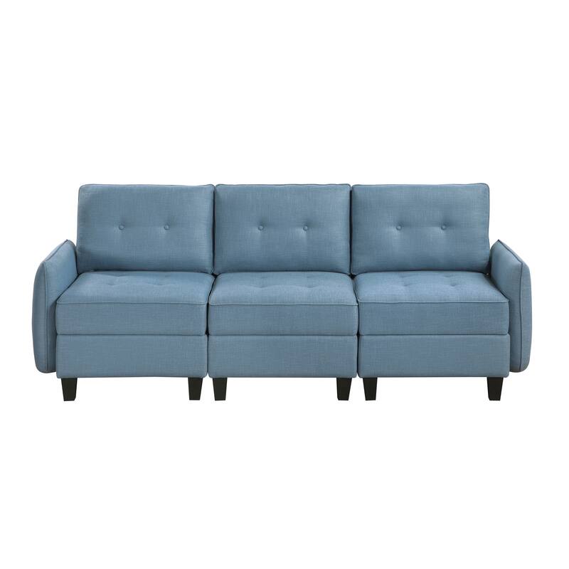 Dorian 86" Textured Living Room Sofa - Button-Tufted Details