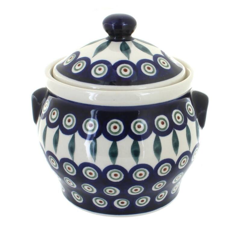Blue Rose Polish Pottery 1098 Zaklady Medium Canister - Peacock