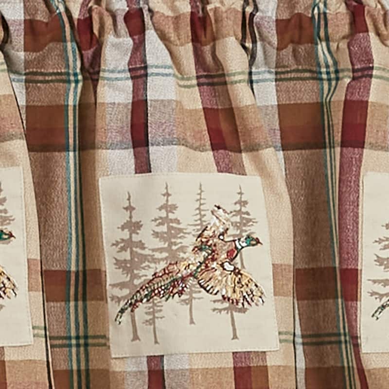 Park Designs Gamekeeper Plaid Lined Pheasant Patch Valance 60" x 14" - 60" x 14"