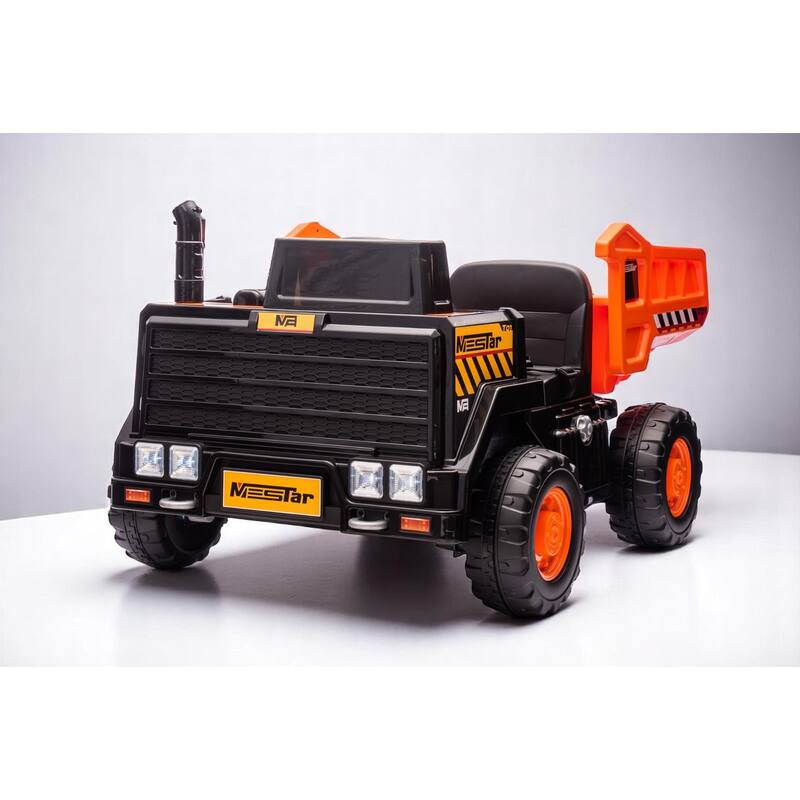 24V Ride-On Dump Truck with Remote Control, Automatic Trailer, Bluetooth, and Music - Electric Construction Vehicle Toy - Orange