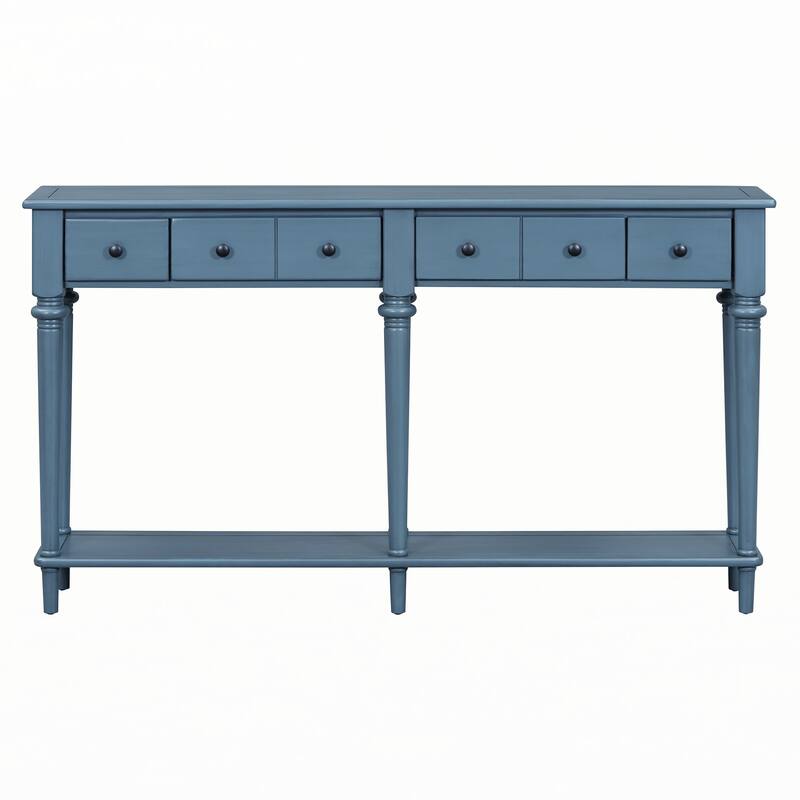 Entryway Table with 4 Drawers(Navy Blue)