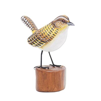 Novica Handmade Singing Canary Wood Sculpture