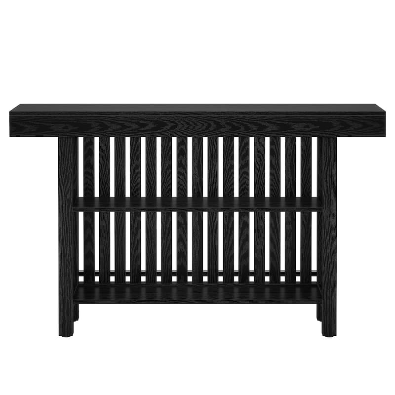 63" Modern Black Home Bar Unit -2-Tier Mini Bar Table with Footrest, Tall Pub Table for Kitchen, Bistro, Dining Room