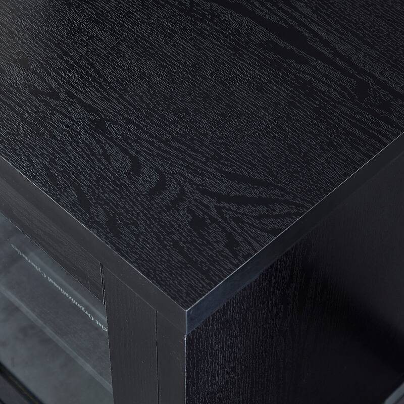 Black 58" TV Stand with Open Shelf, Cabinets & Drawers