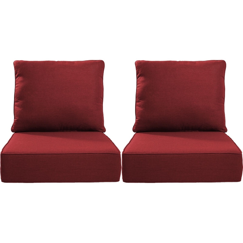 Luxury 6" Outdoor Cushions for Patio Furniture, 24x24x6 Cushion Set, Fade Resistant Replacement Cushions with Removable Cover