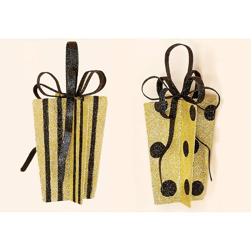 9" Gold & Black Gift Box, Set of 2